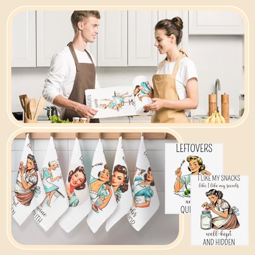 Noveread 36 Pack Funny Style Reusable Cleaning Cloths Washable Cotton Kitchen Towels for HomeRetro - Image 3