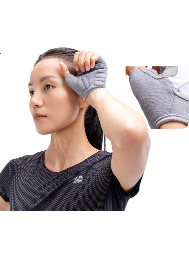 Lp Sports Half-Finger Fitness Gloves, Non-Slip, Breathable, For Cycling Training, Thin, Anti-Chafing, Women'S Specific, White And Gray, 6006Ck-L - Image 1
