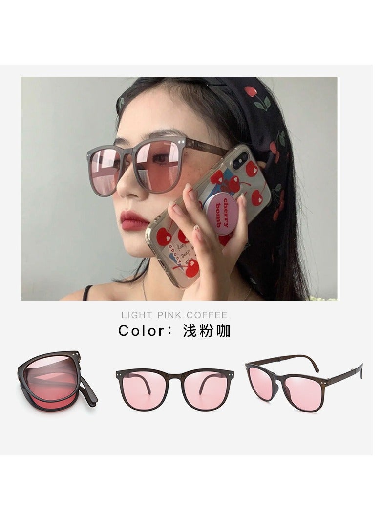 Estelle Foldable Polarized Sunglasses for Cycling & Driving - UV Protection, Lightweight Women's Sunglasses( Light Pink coffee ) - Image 1