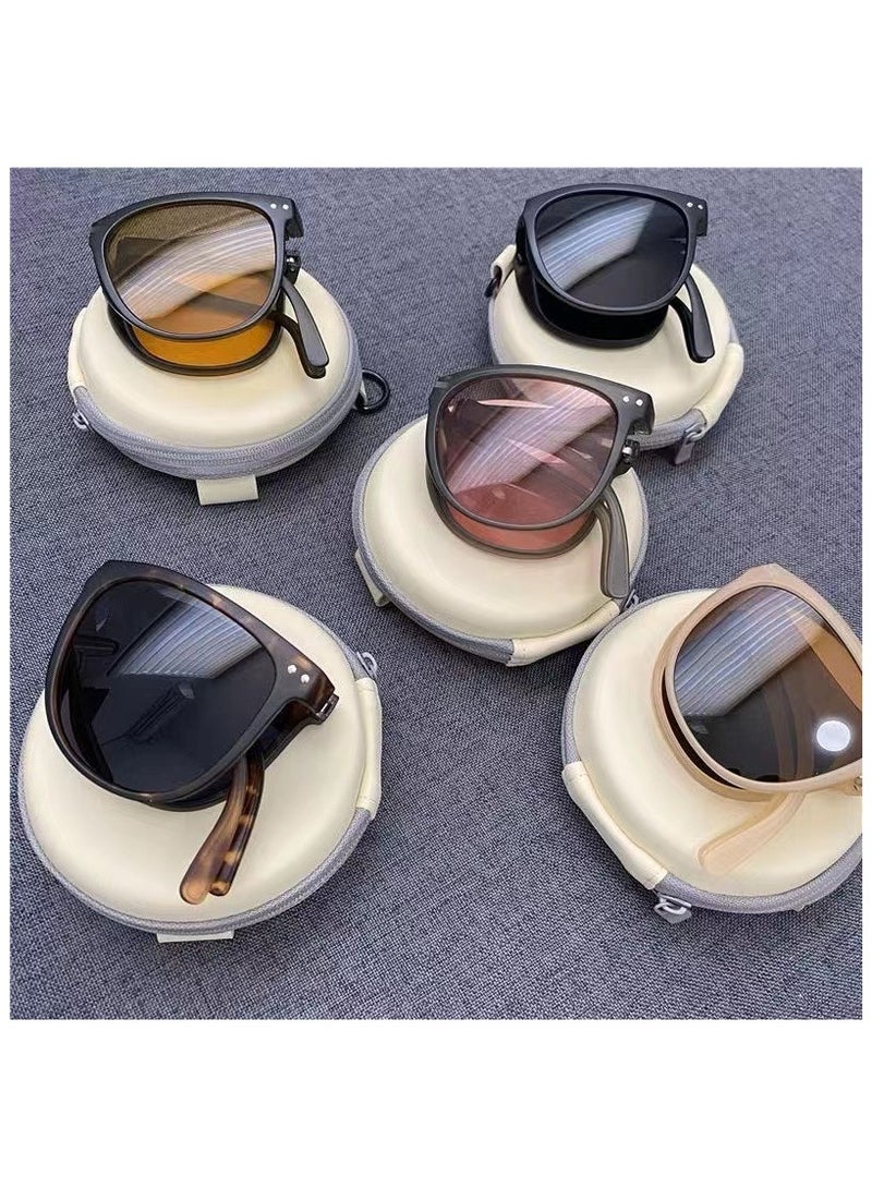 Estelle Foldable Polarized Sunglasses for Cycling & Driving - UV Protection, Lightweight Women's Sunglasses( Light Pink coffee ) - Image 2