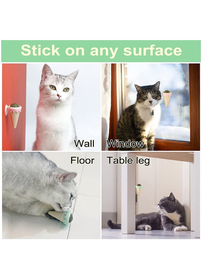 Rotatable Catnip Balls for Cats - Edible Dental Chew Toys for Kittens, Promoting Teeth Cleaning and Healthy Licking, Safe Wall Treats for Your Feline Friends.