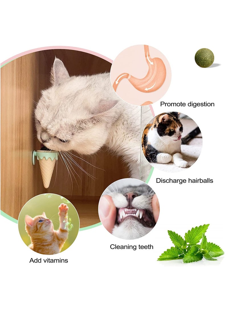 Rotatable Catnip Balls for Cats - Edible Dental Chew Toys for Kittens, Promoting Teeth Cleaning and Healthy Licking, Safe Wall Treats for Your Feline Friends.