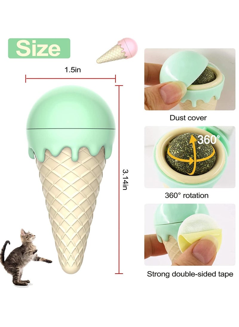 Rotatable Catnip Balls for Cats - Edible Dental Chew Toys for Kittens, Promoting Teeth Cleaning and Healthy Licking, Safe Wall Treats for Your Feline Friends.