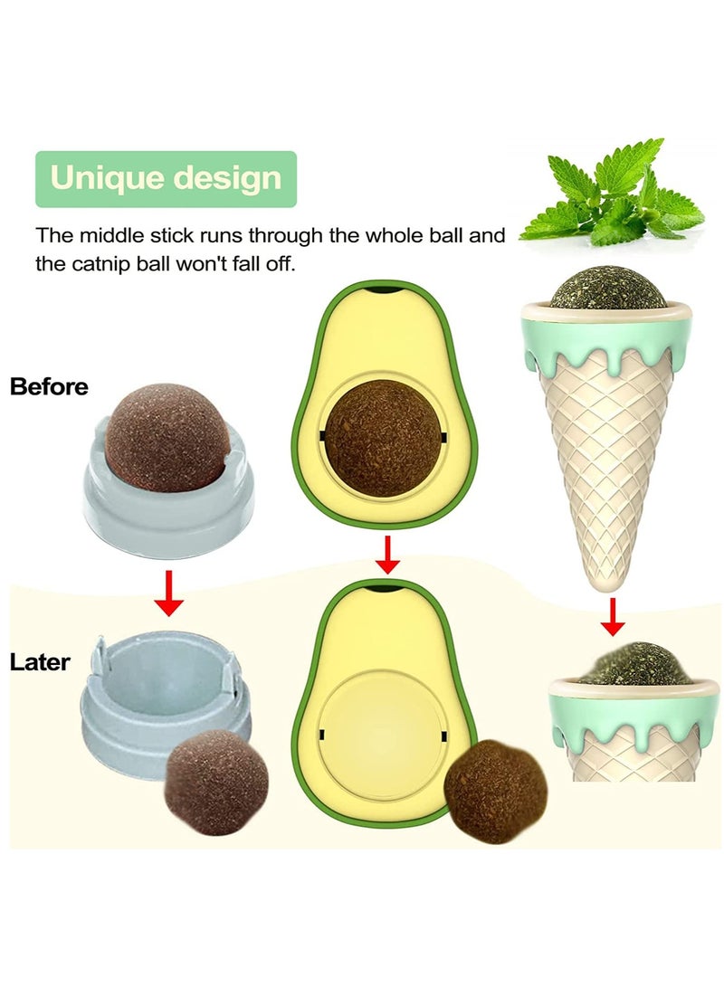 Rotatable Catnip Balls for Cats - Edible Dental Chew Toys for Kittens, Promoting Teeth Cleaning and Healthy Licking, Safe Wall Treats for Your Feline Friends.