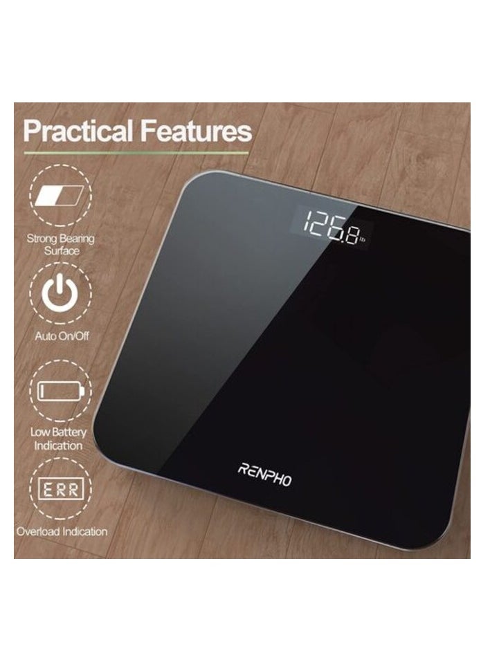 RENPHO Renpho Digital Bathroom Scales For Body Weight, Weighing Scale Electronic Bath Scales With High Precision Sensors Accurate Weight Machine For People, LED Display, Black, 180Kg, Core 1S  - Image 2