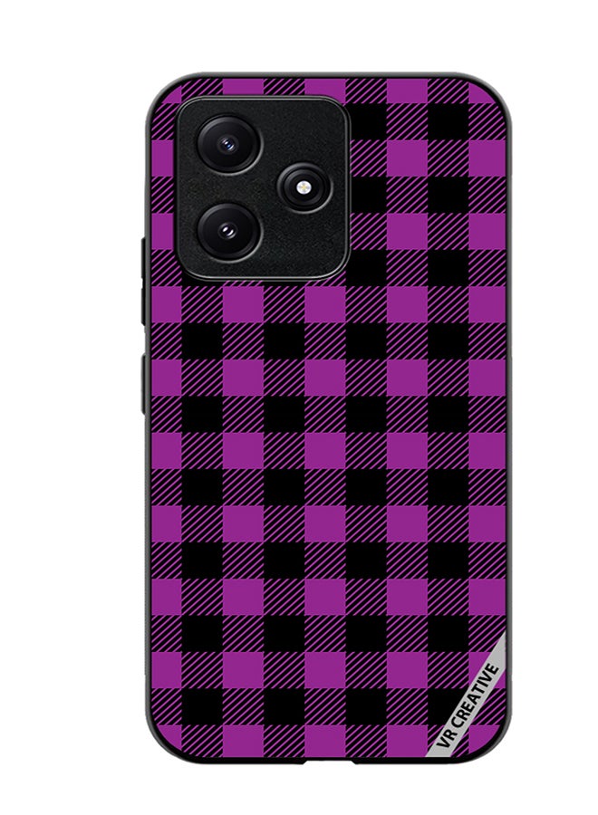 VR CREATIVE Protective Case Cover For Xiaomi Poco M6 Pro 5G Purple And Black Chequered Design Seamless Pattern Design Multicolour - Image 1