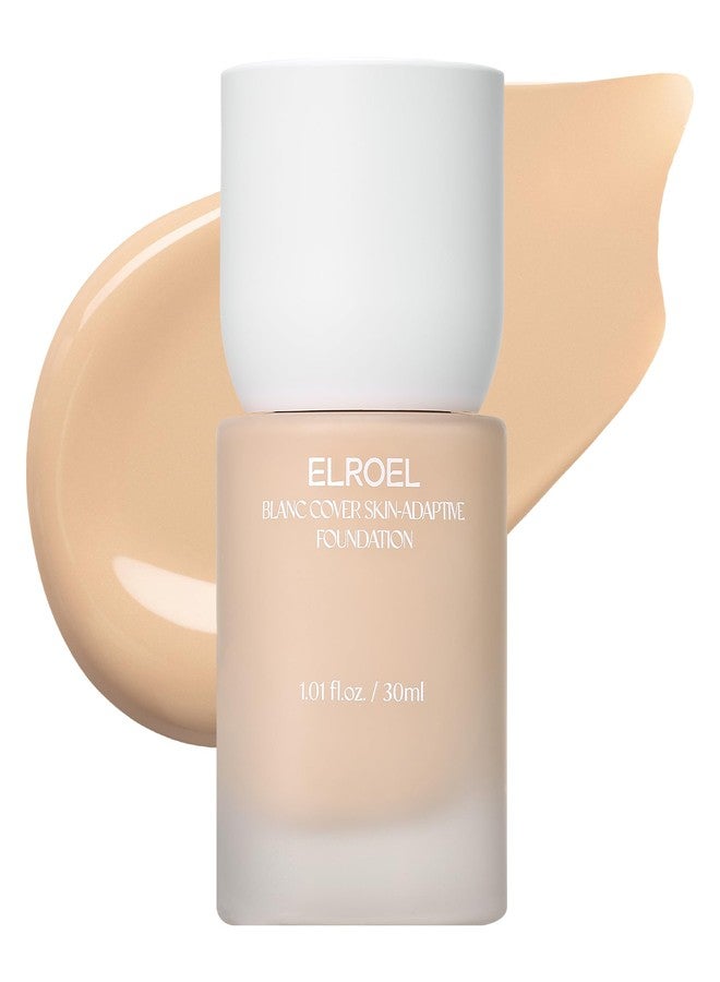 ELROEL Blanc Cover Skin Foundation - K-Beauty Skincare Liquid Foundation Makeup with Panax Ginseng, Niacinamide & Collagen - Lightweight, Buildable 24HR Hydrating Wear 1.01 Fl Oz (#220) - Image 1