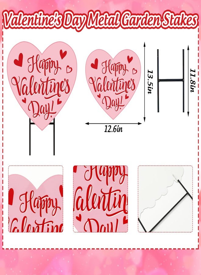 FYSUIMU Happy Valentine' s Day Metal Garden Stake Welcome Yard Sign Pink Love Heart Decorative Lawn Sign for Wedding Anniversary Home Outside Lawn Porch Walkway Decor - Image 2