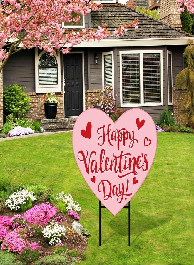 FYSUIMU Happy Valentine' s Day Metal Garden Stake Welcome Yard Sign Pink Love Heart Decorative Lawn Sign for Wedding Anniversary Home Outside Lawn Porch Walkway Decor - Image 4