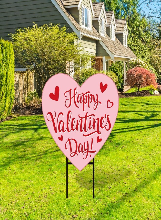 FYSUIMU Happy Valentine' s Day Metal Garden Stake Welcome Yard Sign Pink Love Heart Decorative Lawn Sign for Wedding Anniversary Home Outside Lawn Porch Walkway Decor - Image 3