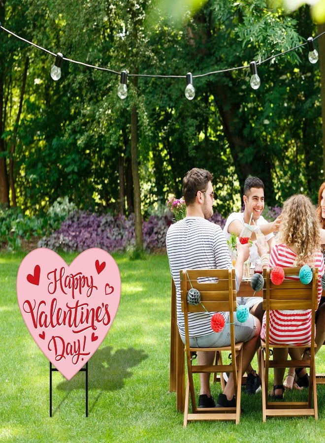 FYSUIMU Happy Valentine' s Day Metal Garden Stake Welcome Yard Sign Pink Love Heart Decorative Lawn Sign for Wedding Anniversary Home Outside Lawn Porch Walkway Decor - Image 5