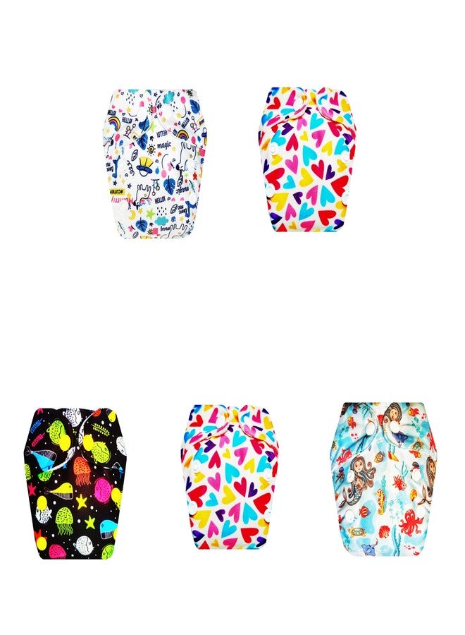 Dumbledo Premium Newborn Cloth Diaper with Integrated Soaker (Pack of 5) | Snug Fit | Reusable & Washable | Adjustable Snaps | Ideal for Toddlers | 0 - 4 Months | Unisex Baby - Image 1