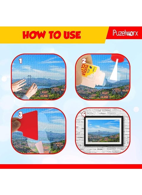 PuzzleWorx Jigsaw Puzzle Glue, Easy-On Applicator Pack of 2, Non Toxic Clear Glue for 1000/1500/2000 Piece Puzzles 4.2 oz Each Bottle (Total 8.4)
