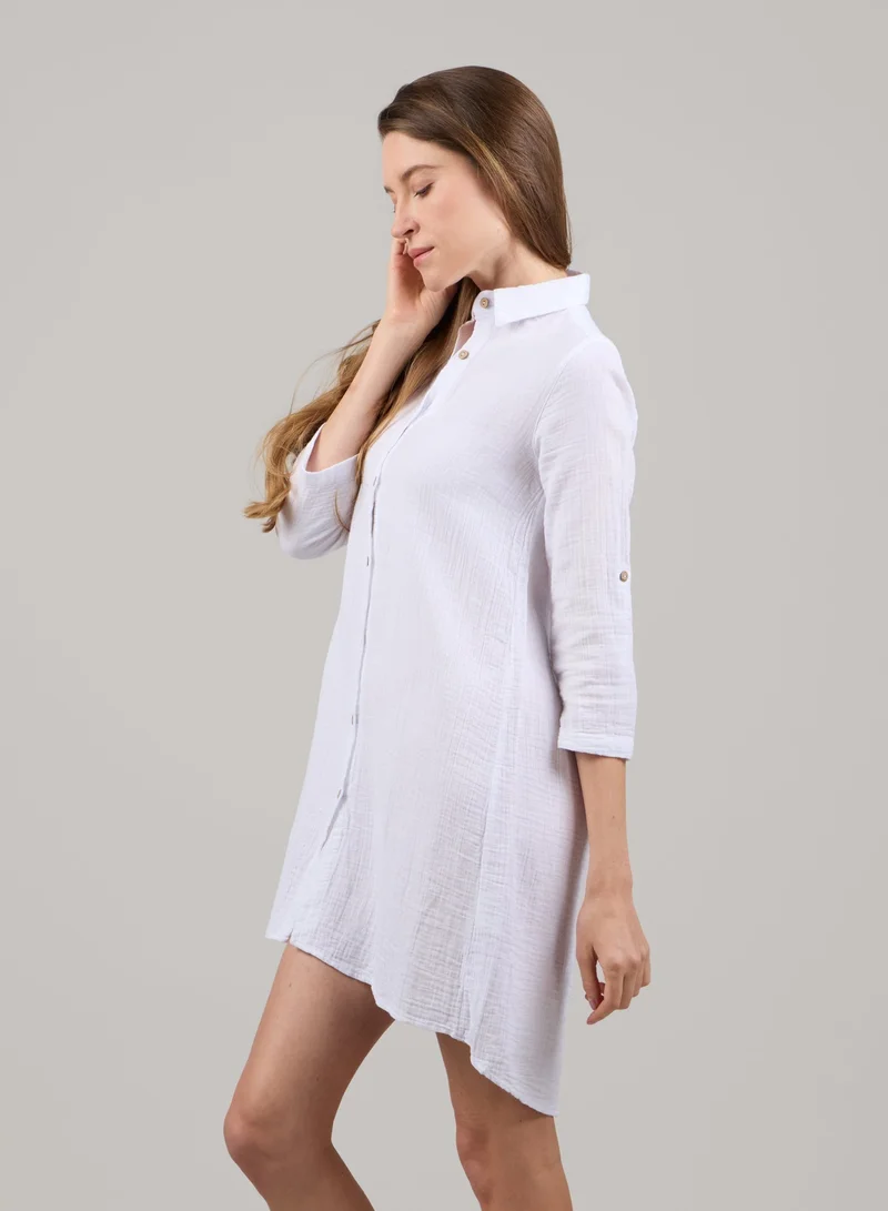 Just Nature White Soft Cotton Shirt Tunic for Women | Best Price UAE