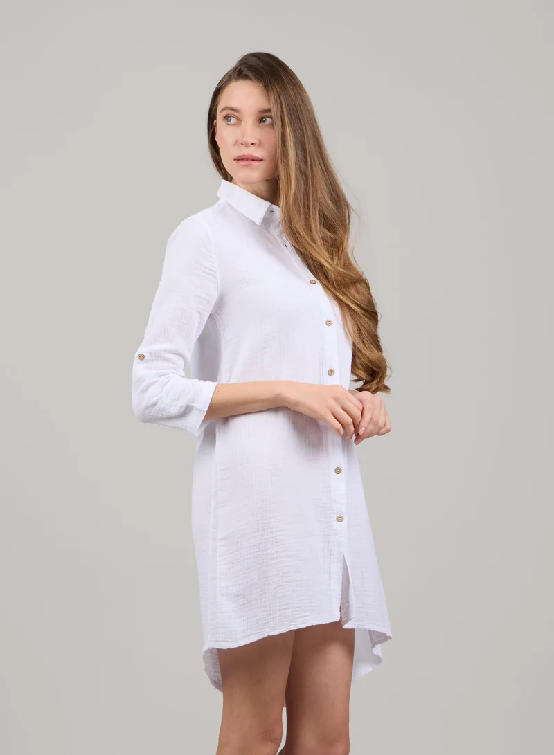 Just Nature White Soft Cotton Shirt Tunic for Women | Best Price UAE