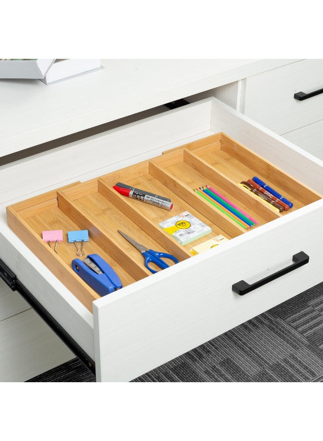 Expandable Bamboo Drawer Organizer for Kitchen Cutlery and Utensils, Adjustable 5-Slot Storage  Tray - Image 3