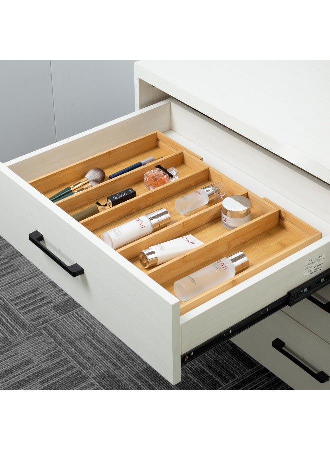 Expandable Bamboo Drawer Organizer for Kitchen Cutlery and Utensils, Adjustable 5-Slot Storage  Tray - Image 4