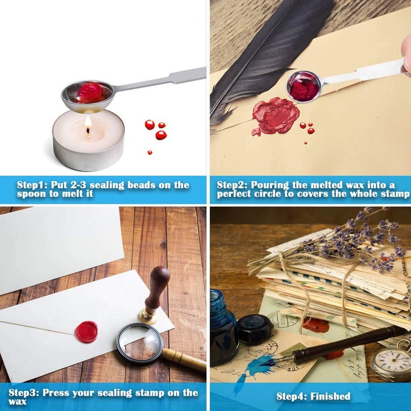 PAXCOO 624Pcs Sealing Wax Beads, Sealing Wax for Wax Seal Stamp, Hexagon Wax Seal Beads with A Wax Spoon and 4Pcs Tea Candles (24 Colors) - Image 4