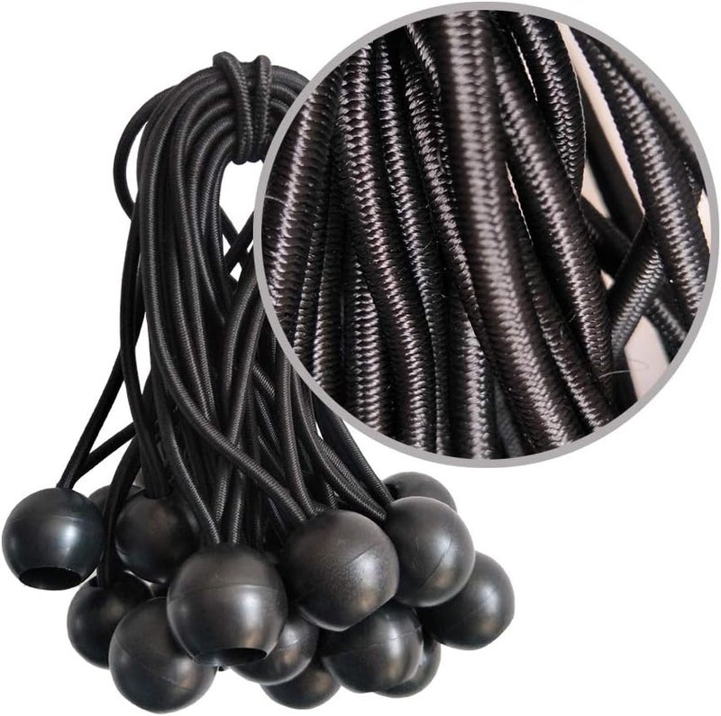 Noonext Ball Bungee Cords, 50 Packs, 4 Inch Black Tie Down Cords for Tarp, Canopy Shelter, Wall Pipe, UV Resistant - Image 3