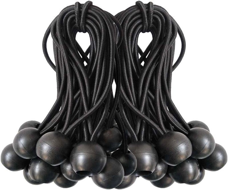 Noonext Ball Bungee Cords, 50 Packs, 4 Inch Black Tie Down Cords for Tarp, Canopy Shelter, Wall Pipe, UV Resistant - Image 1