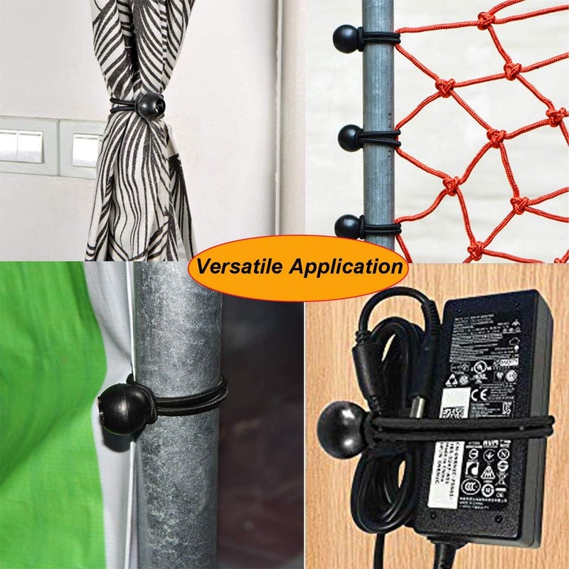 Noonext Ball Bungee Cords, 50 Packs, 4 Inch Black Tie Down Cords for Tarp, Canopy Shelter, Wall Pipe, UV Resistant - Image 2