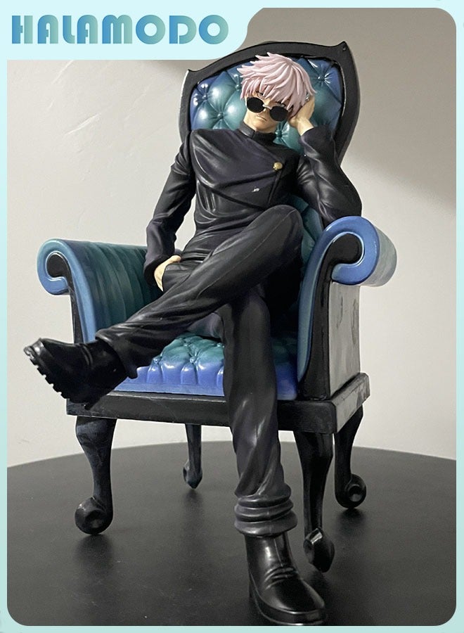 HALAMODO Jujutsu Kaisen Seated Satoru Gojo on Sofa Figure - Relaxed Lazy Pose with Sunglasses, Desk Decor and Birthday Gift 24cm  - Image 1