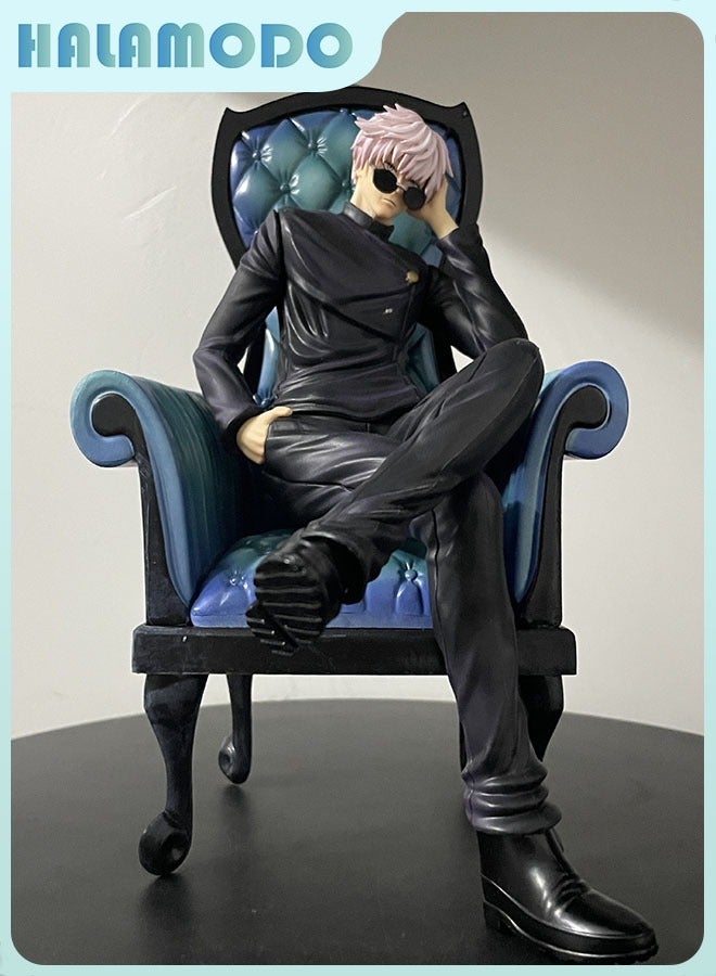 HALAMODO Jujutsu Kaisen Seated Satoru Gojo on Sofa Figure - Relaxed Lazy Pose with Sunglasses, Desk Decor and Birthday Gift 24cm  - Image 2