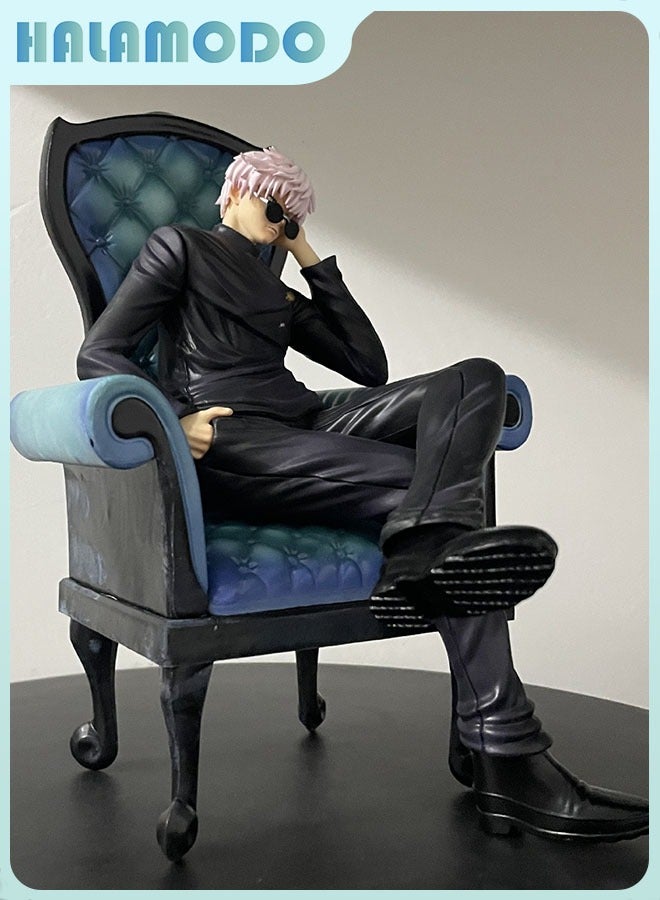 HALAMODO Jujutsu Kaisen Seated Satoru Gojo on Sofa Figure - Relaxed Lazy Pose with Sunglasses, Desk Decor and Birthday Gift 24cm  - Image 3