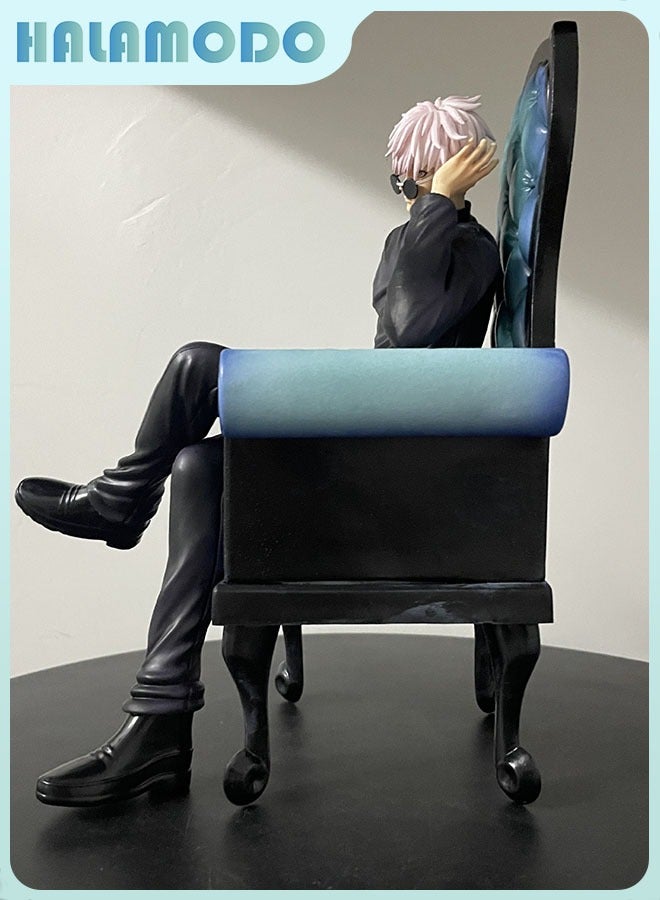 HALAMODO Jujutsu Kaisen Seated Satoru Gojo on Sofa Figure - Relaxed Lazy Pose with Sunglasses, Desk Decor and Birthday Gift 24cm  - Image 4
