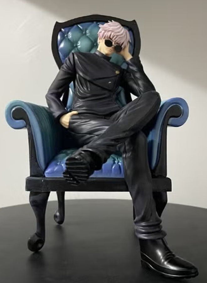 Halamodo Jujutsu Kaisen Seated Satoru Gojo on Sofa Figure - Relaxed Lazy Pose with Sunglasses, Desk Decor and Birthday Gift 24cm - Image 3