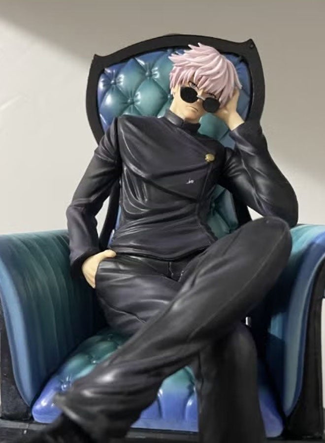 Halamodo Jujutsu Kaisen Seated Satoru Gojo on Sofa Figure - Relaxed Lazy Pose with Sunglasses, Desk Decor and Birthday Gift 24cm - Image 1