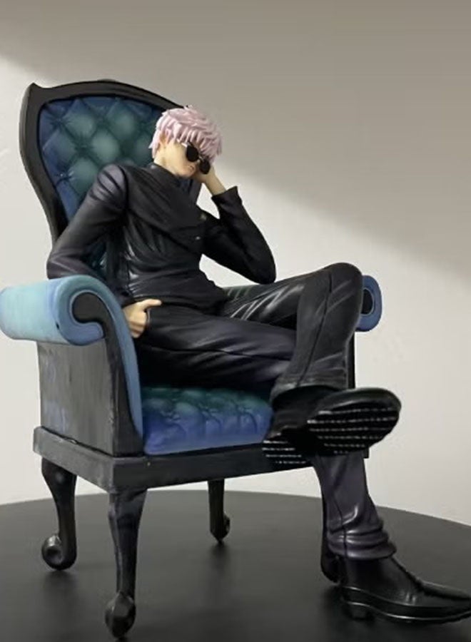 Halamodo Jujutsu Kaisen Seated Satoru Gojo on Sofa Figure - Relaxed Lazy Pose with Sunglasses, Desk Decor and Birthday Gift 24cm - Image 2