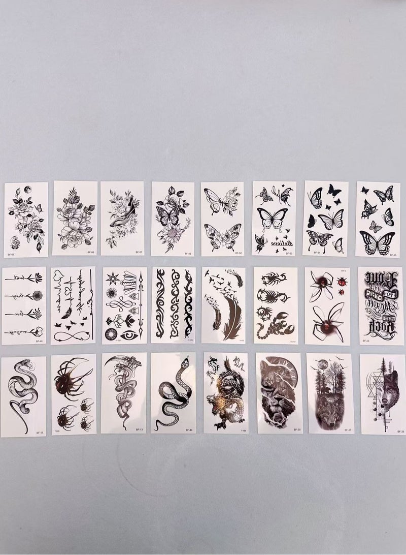 SYNSYB SYNSYB Temporary Tattoos, Large Collection of Waterproof Animal and Floral Designs, Black and Coloured Art Transfers for Men and Women - Image 5