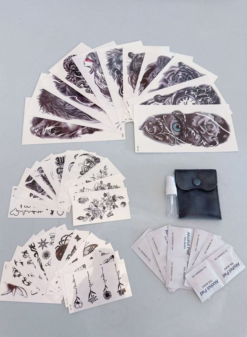 SYNSYB Temporary Tattoos, Large Collection of Waterproof Animal and Floral Designs, Black and Coloured Art Transfers for Men and Women - Image 4