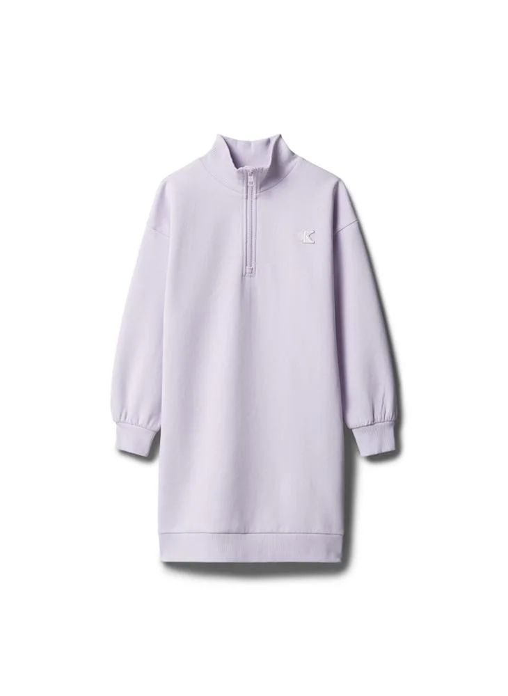 Calvin Klein Jeans lavender Monogram Quarter-Zip Sweatshirt Dress for Women | Best Price UAE
