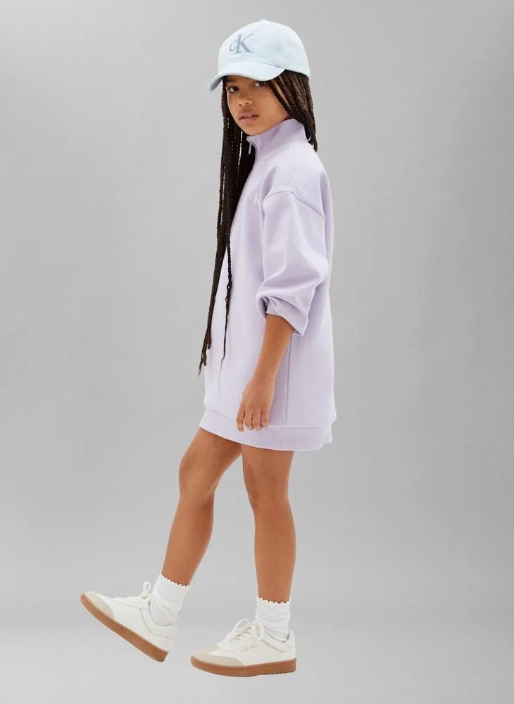 Calvin Klein Jeans lavender Monogram Quarter-Zip Sweatshirt Dress for Women | Best Price UAE