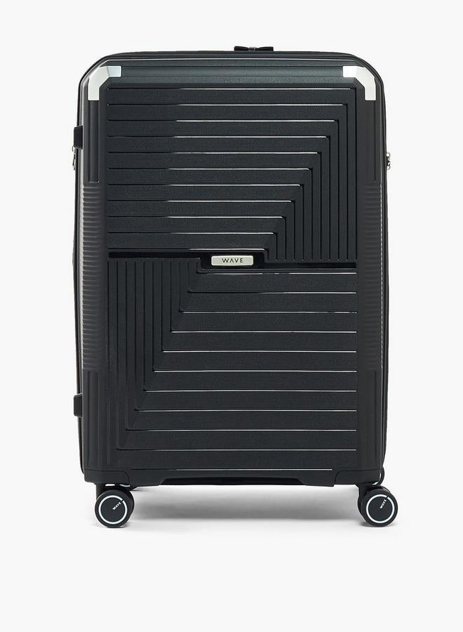 Wave Textured Hardcase Luggage Trolley With Retractable Handle - 28 Inches Check-In Bag - Image 2