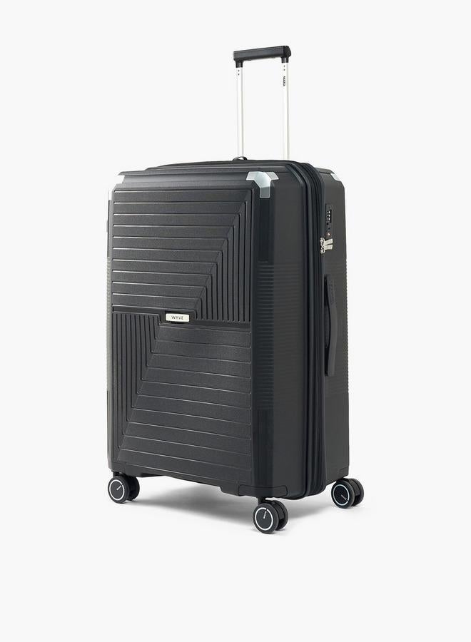 Wave Textured Hardcase Luggage Trolley With Retractable Handle - 28 Inches Check-In Bag - Image 1
