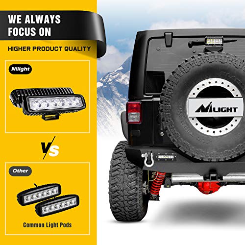 Nilight - JK-52A Rear Bumper Compatible for 2007-2018 Wrangler JK,Rock Crawler Bumper with Hitch Receiver & 2X Upgraded 18W LED Lights Off Road Textured Black - Image 5