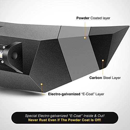 Nilight - JK-52A Rear Bumper Compatible for 2007-2018 Wrangler JK,Rock Crawler Bumper with Hitch Receiver & 2X Upgraded 18W LED Lights Off Road Textured Black - Image 4