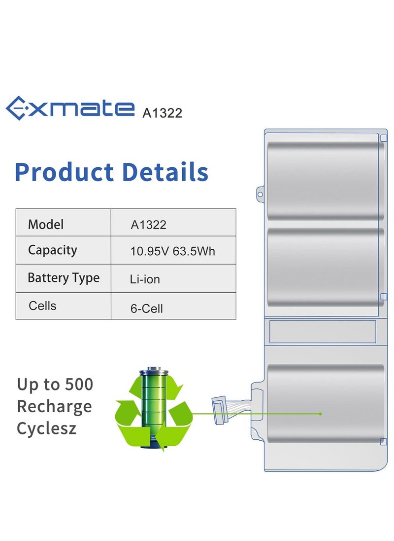 Generic A1322 A1278 Battery for MacBook Pro 13-inch Mid 2012 2010 2009, Early and Late 2011 (MC374LL/A MB990LL/A MB991LL/A etc.) [10.95V 63.5Wh]  - Image 2
