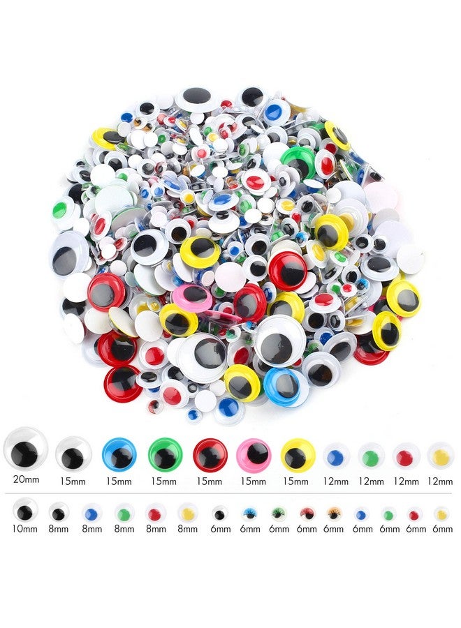 LotFancy 1100Pcs Wiggle Googly Eyes For Crafts Self Adhesive Multi Colored Assorted Sizes (6Mm 8Mm 10Mm 12Mm 15Mm 20Mm) Google Eyes Stickers For Diy Toy Accessories Art Crafts Decoration - Image 2