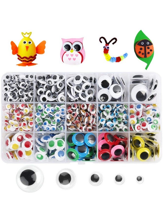 LotFancy 1100Pcs Wiggle Googly Eyes For Crafts Self Adhesive Multi Colored Assorted Sizes (6Mm 8Mm 10Mm 12Mm 15Mm 20Mm) Google Eyes Stickers For Diy Toy Accessories Art Crafts Decoration - Image 1