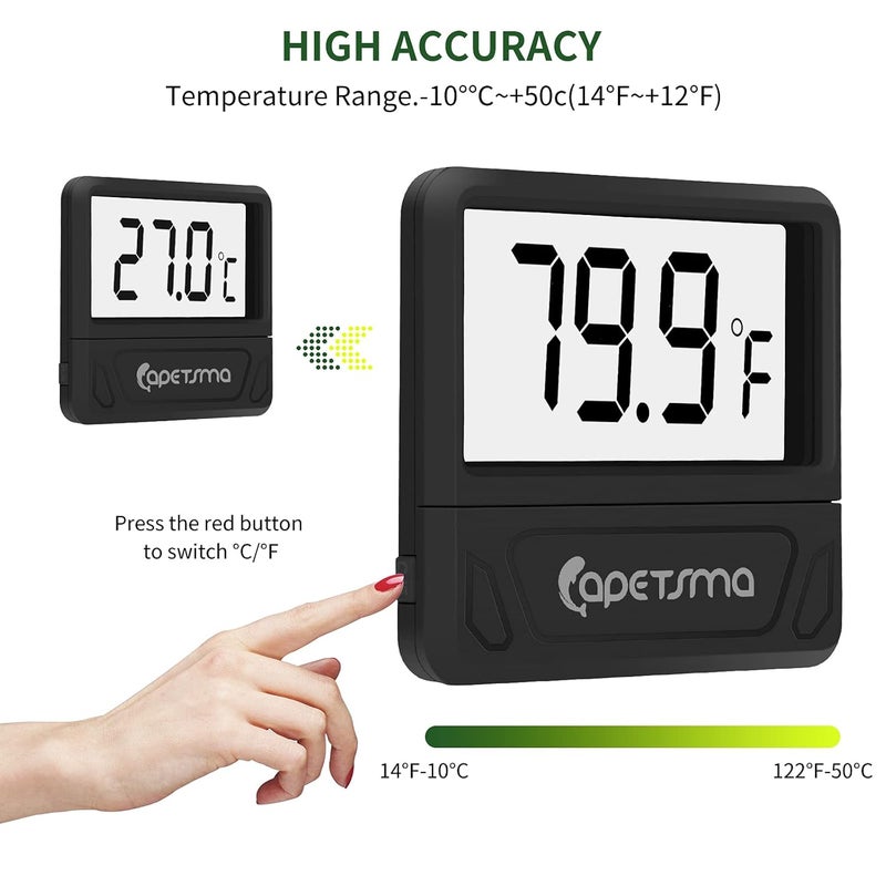 capetsma Aquarium Thermometer Digital Fish Tank Thermometer Accurate Reptile Thermometer Temperature Gauge with Large LCD Screen - Image 3