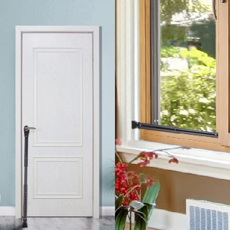 HoneSecur 2 Pack 2-in-1 Door Security Bar & Sliding Patio Door Stopper Security Jammer Bar Child Proof Adjustable Constructed of High Grade Iron Window Doors Security Bars, Black - Image 2