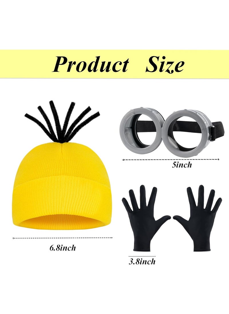 Generic - 3PCS Steampunk Costume Accessories Set for Adults & Kids - Vintage Goggles, Yellow Beanie Hat, and Gloves for Halloween Parties, Retro Punk Gothic Cosplay, Novelty Outfit Essentials. - Image 1