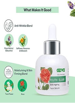 OZiva Youth Elixir Antiageing Face Serum (With Phyto Retinol Rose & Tiare Flower) For Wrinkle Reduction & Skin Tightening  - Image 4