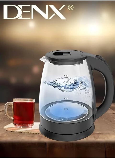 Glass electric kettle, capacity 1.8 liters, 1500 watts
