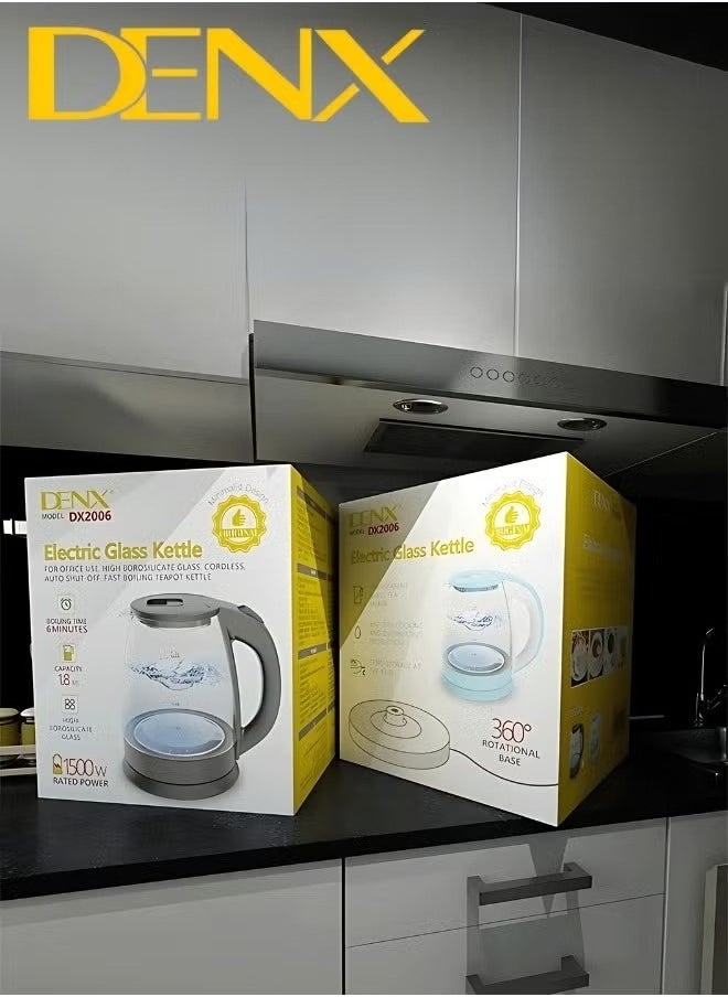 Denx - Glass electric kettle, capacity 1.8 liters, 1500 watts - Image 1