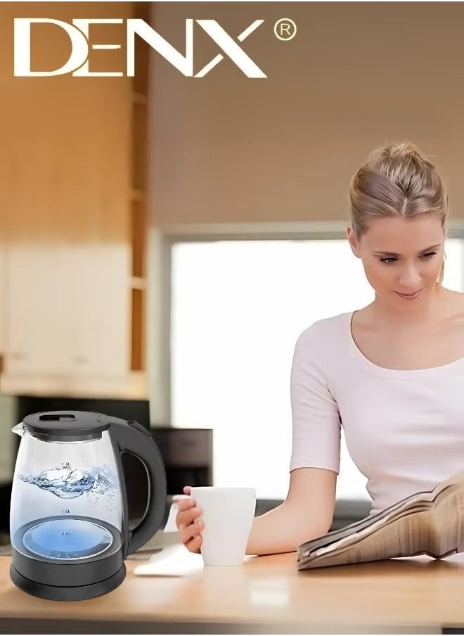 Denx - Glass electric kettle, capacity 1.8 liters, 1500 watts - Image 1